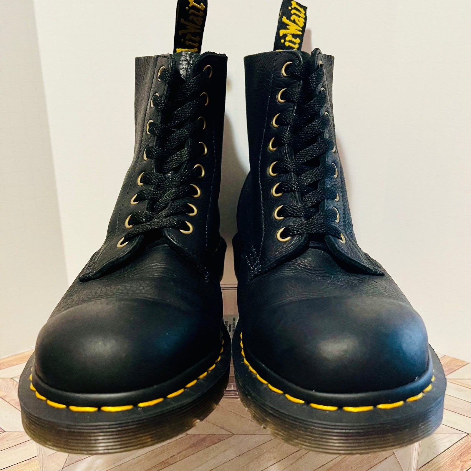 Dr Martens 1460 Pascal Black Virginia Leather Women 9 Men 8 Boots Goth Grunge