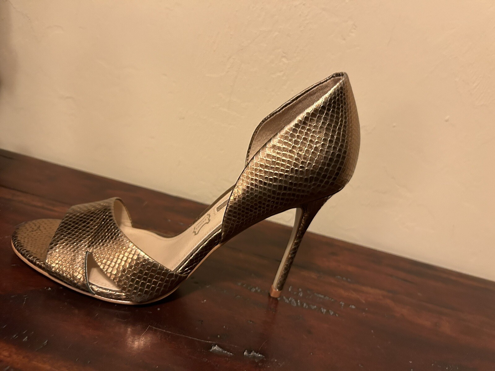 Buffalo London Heels~Metallic Bronze Stiletto Shoes~4.25 heel~Leather~EU 39 US 8