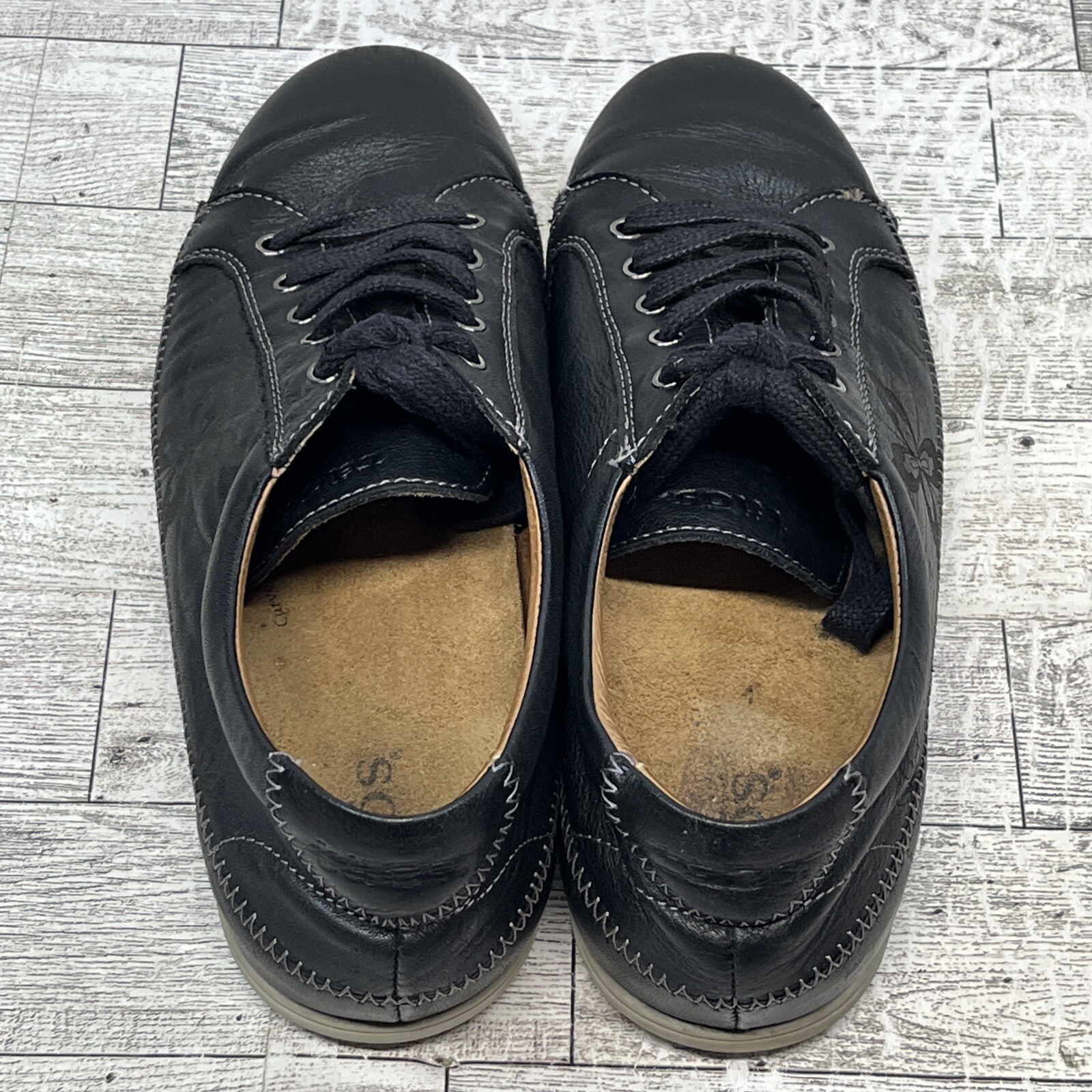 Taos Womens BlackLeather Sneakers Shoes Floral Size EU 36 US 5.5 UK 3.5