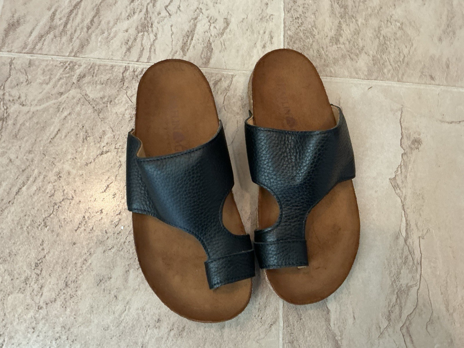 New Haflinger Bio Anka Black Leather Toe Wrap Slides Sandals Women 36