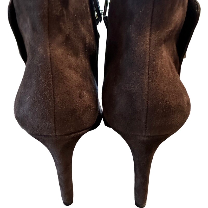Vince Camuto Charlotte Brown Soft Suede Almond Toe Heeled Dressy Ankle Boots