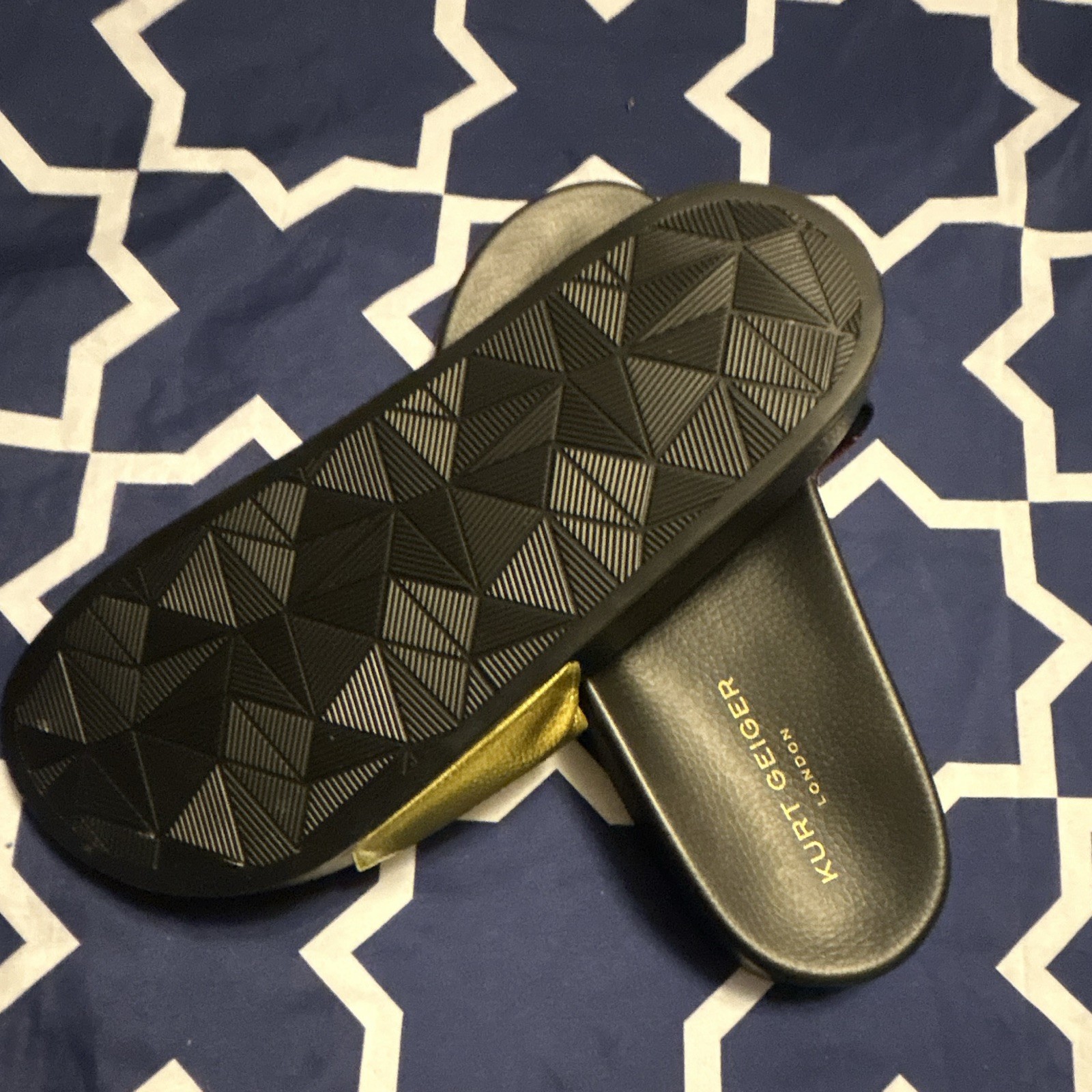 Kurt Geiger London Women’s Multicolor/Black Colorblock Logo Slide Sandals US 9