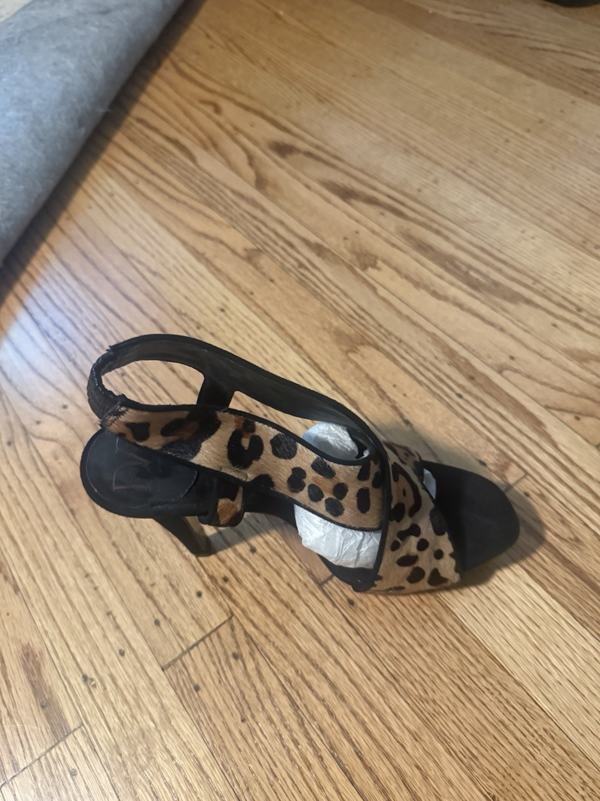 Diane von Furstenberg Leopard Print Calf Hair Slingback Open Toe Stiletto 8M