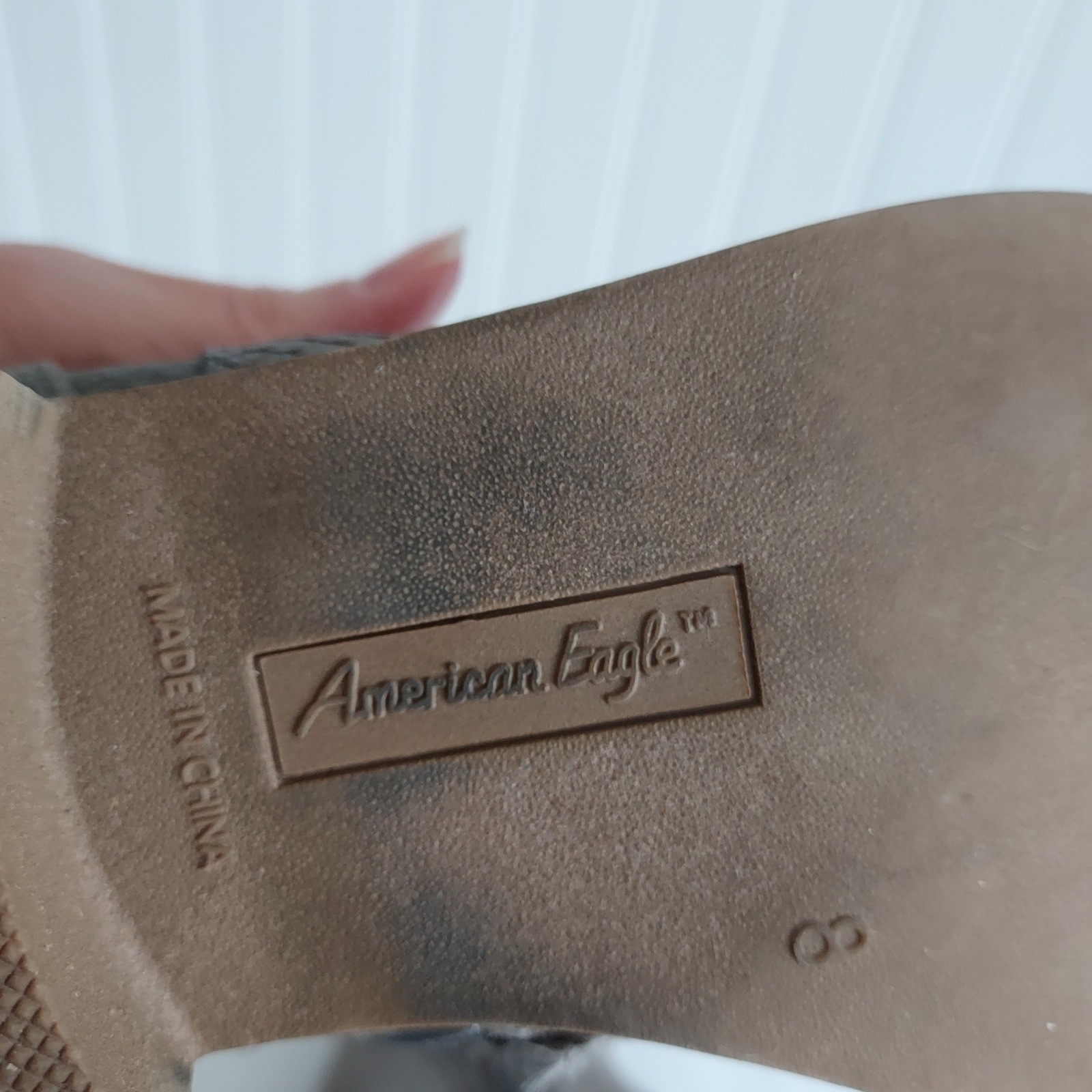 American Eagle 8 Ankle Boots Bootie Gray Leather Suede Faux Snakeskin Trim Split