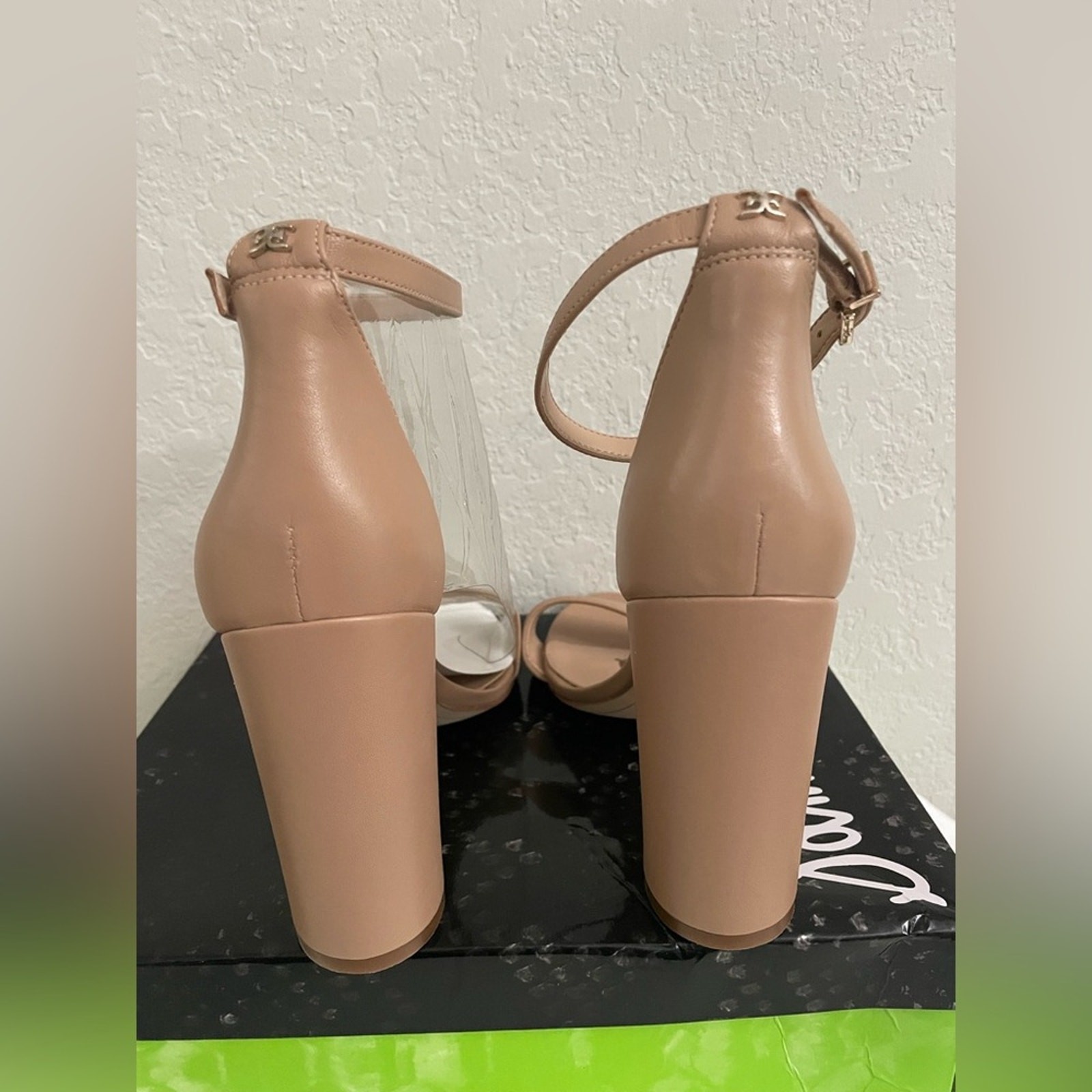 Sam Edelman Yaro Nude Blush Beige Leather Ankle Strap High Heel Sandals Sz 11