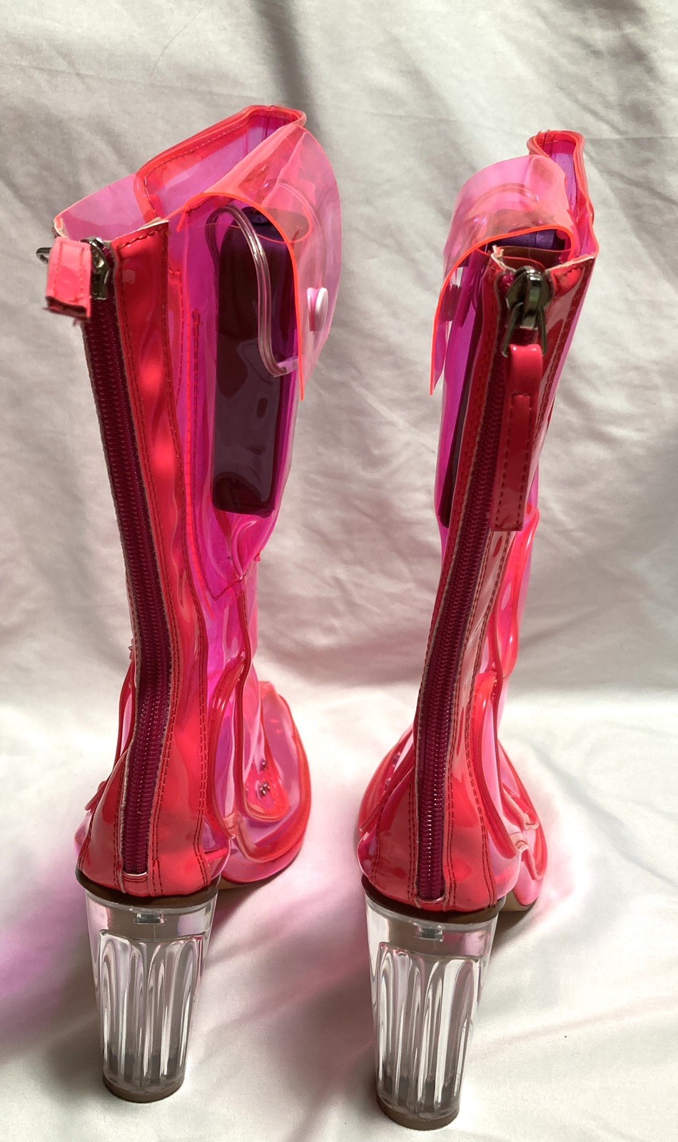 Neon Cowboys HOT PINK PVC BOOTS Women size 14 LED Light Up Out Past Midnight