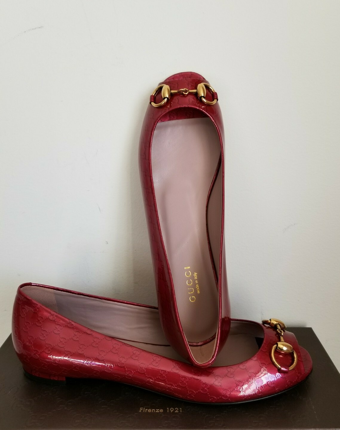 GUCCI JOLENE MICROGUCCISSIMA LOGO GOLD HORSEBIT FLATS EU 38.5 I LOVE SHOES