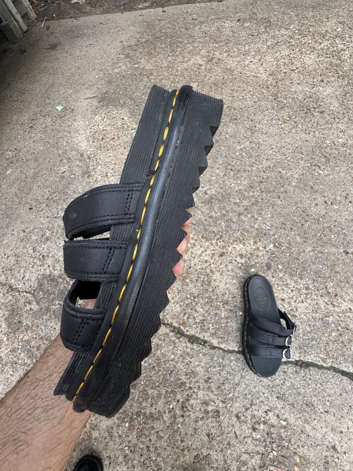 Dr. Martens Blaire Slide Sandals Black Leather Platform Buckle Womens 6 Docs
