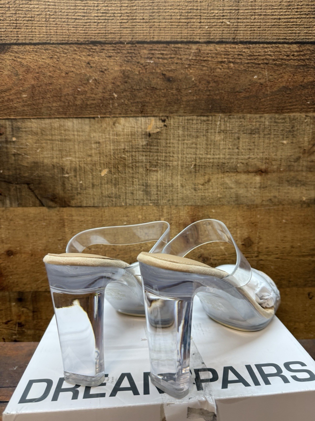 Nude Clear Colored Dream Pairs Ankle Strap Block Heel High Heel Shoes Size 11