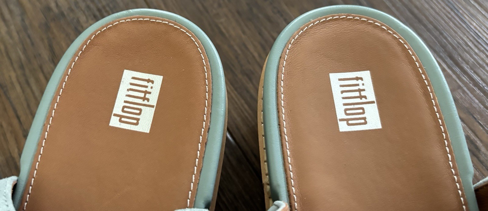 FitFlop Womens Eloise Cork-Wrap Leather Wedge Sandals Back-Strap Mint Green Sz 9
