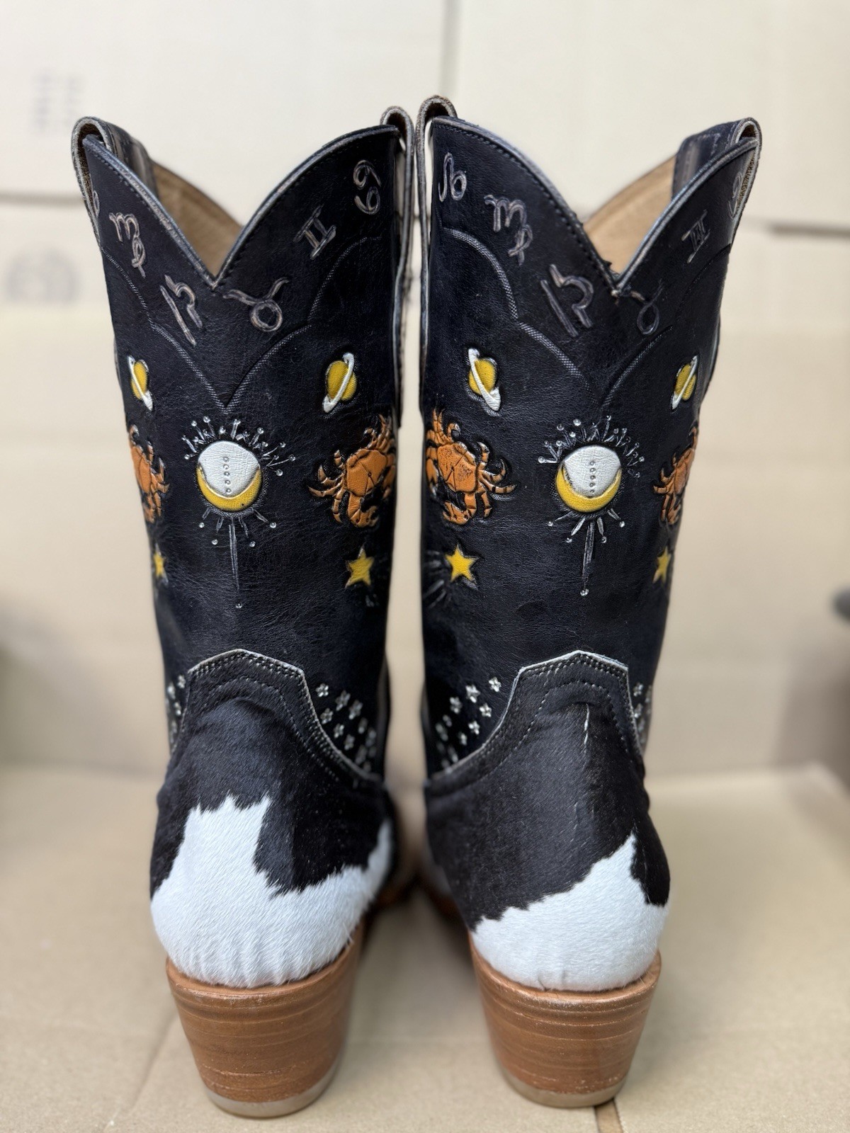 Brother Vellies Doodle Boots – Saturn Zodiac Stars Cowboy 13” Please Read