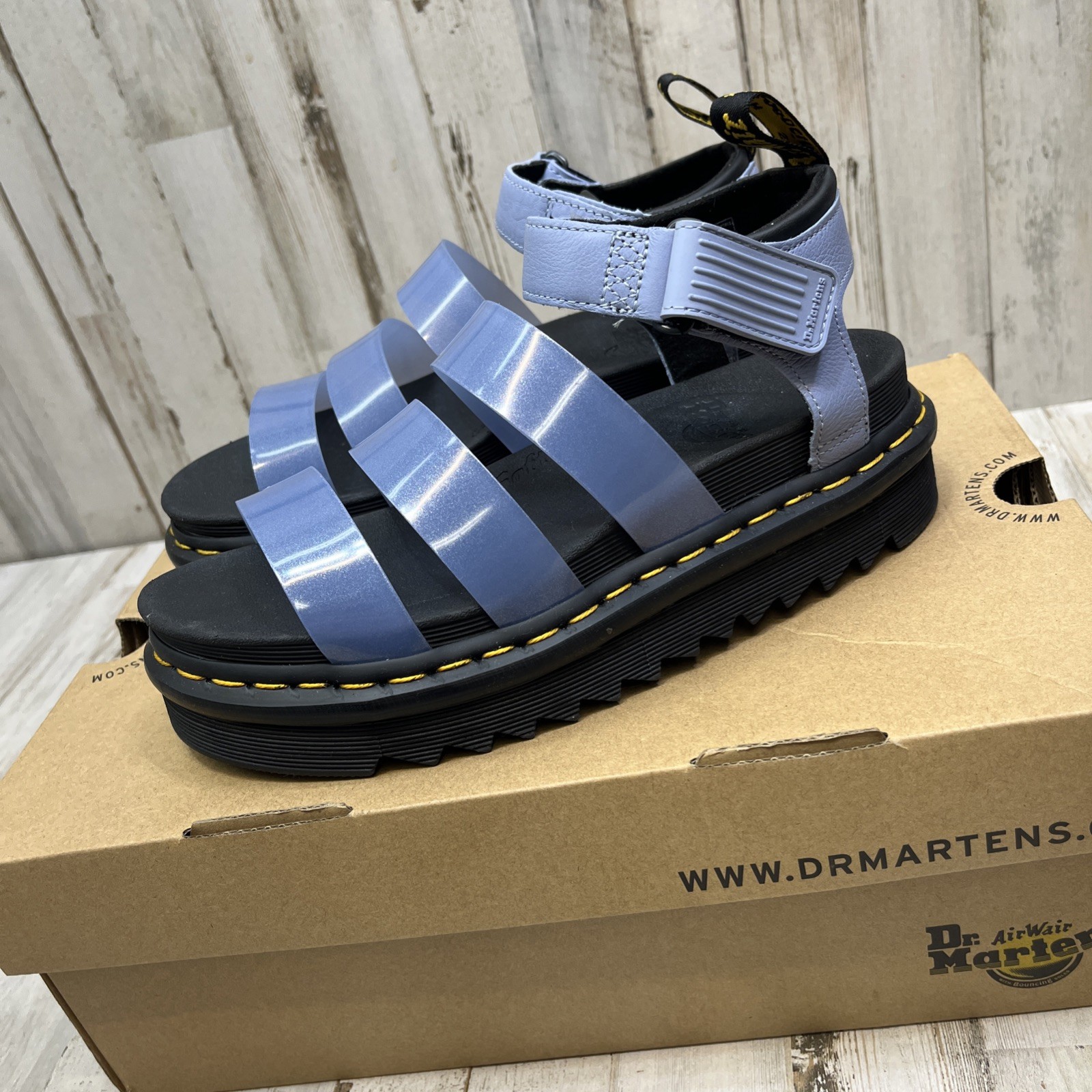 Dr. Martens Women’s Blaire Jelly Glitter Strap Sandal Zen Blue Sizes 7 OSR