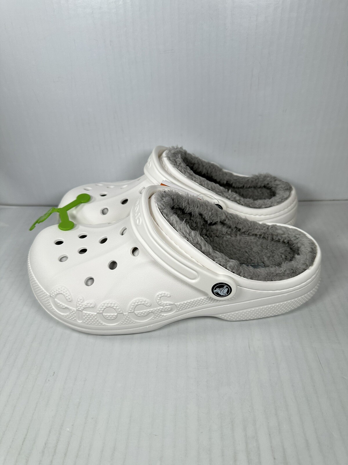 Size M9/W11 Crocs Baya Lined Clog Slip On White/Grey 205969-11H NEW
