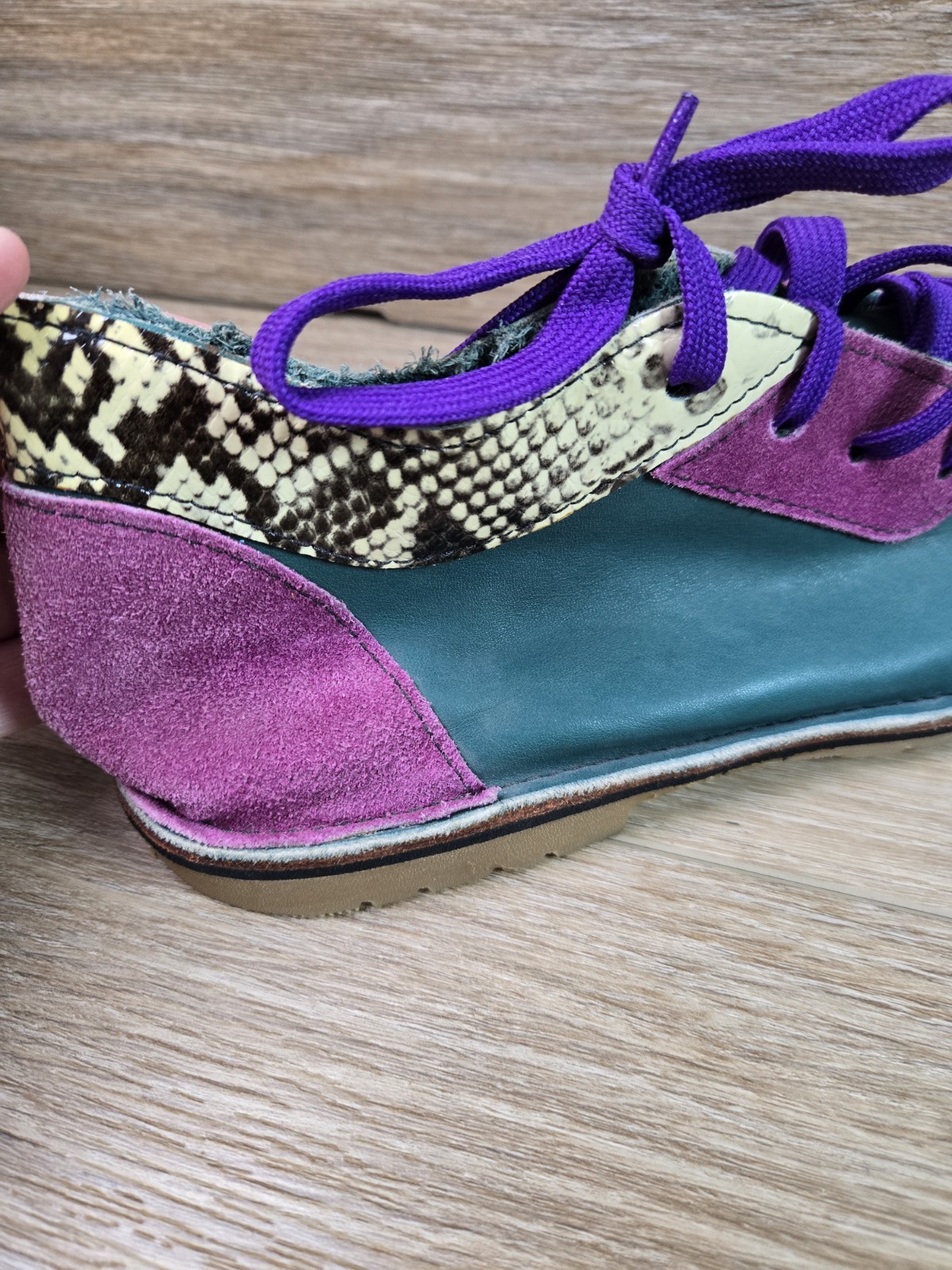Hand Painted Leather Shoe Sz 8 Vibram Soles UFO Space Wearable Art Handmade Boho