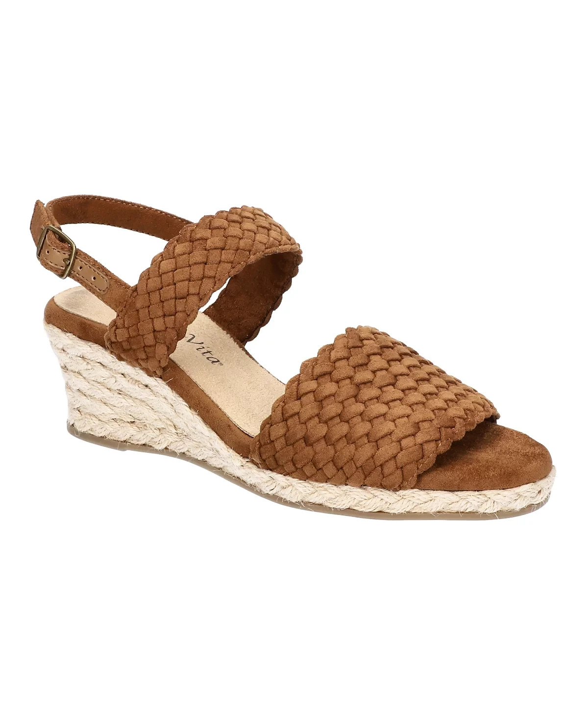 Bella Vita Women’s Mariella Espadrille Wedge Sandals Cognac Suede Size 8M