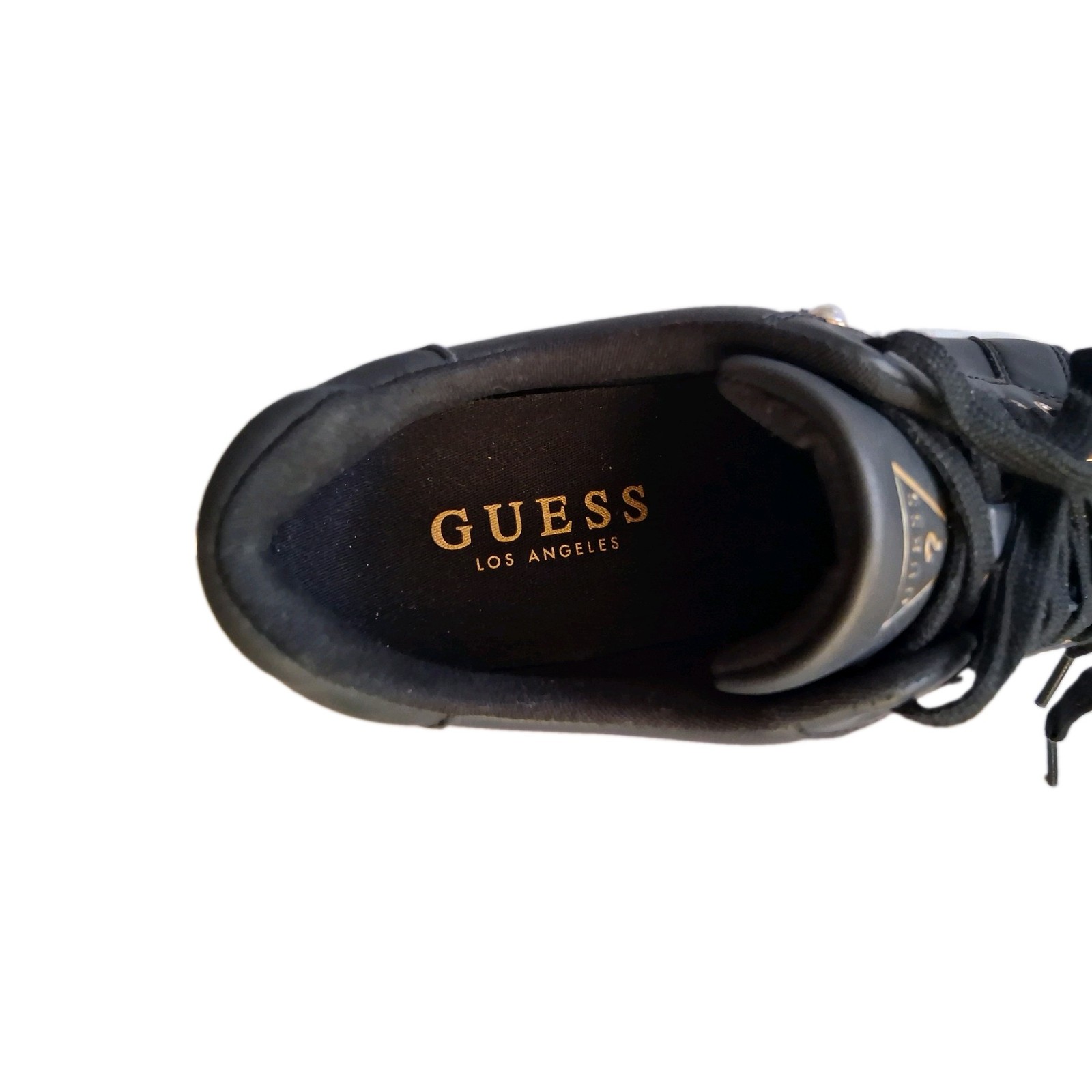 GUESS GFSONTA Platform Lace-Up Low Top Sneakers Black/White Pearl Logo