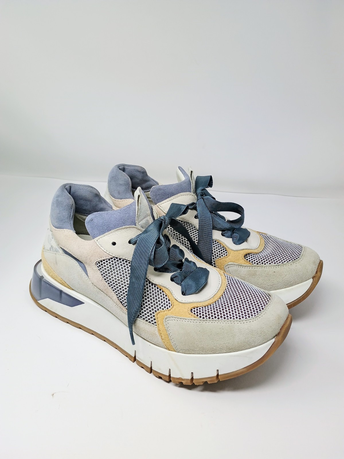 Softwaves Platform Sneakers Blue Tan Silver Camo Suede EU 39.5 US 8.5