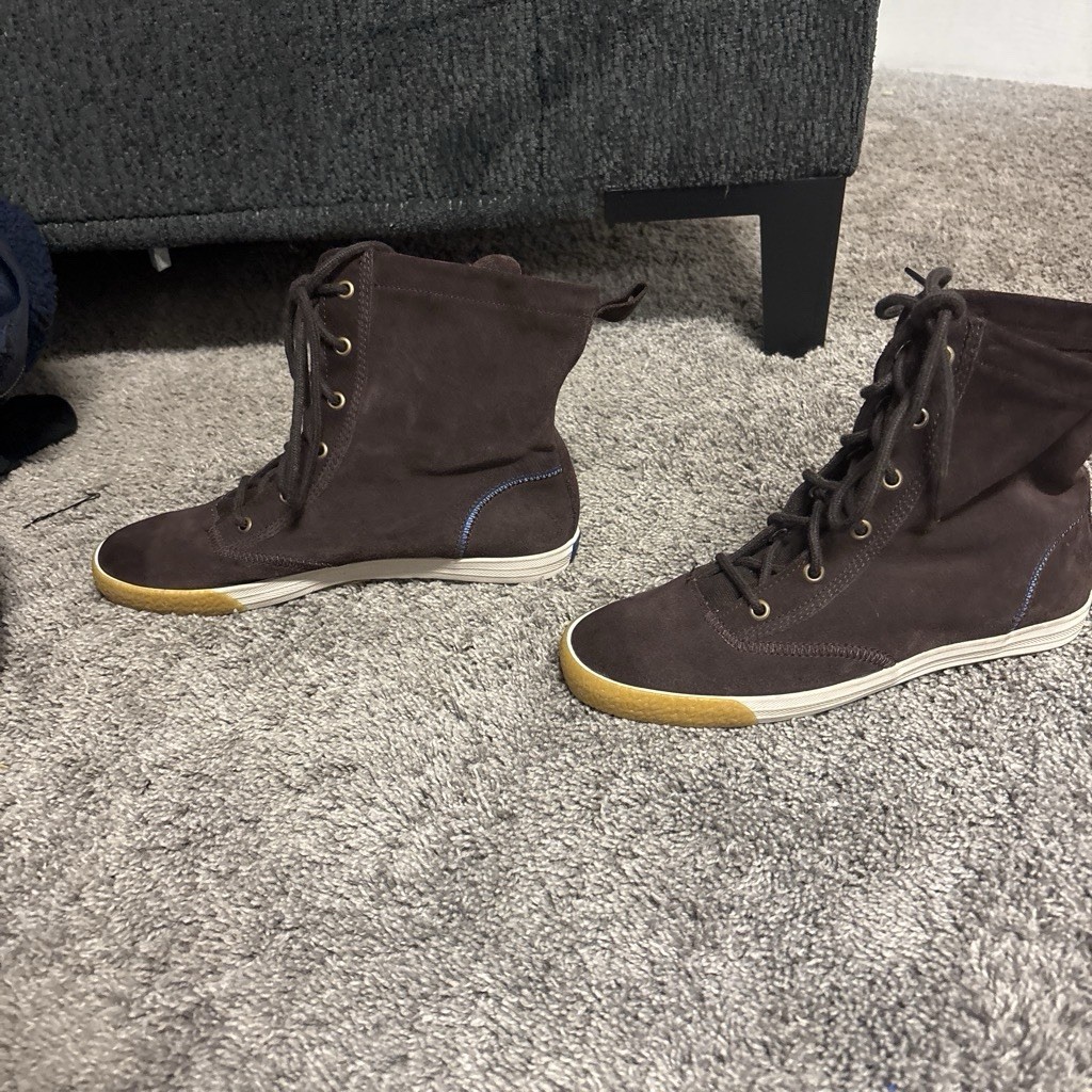 Keds Women’s Brown Suede Lace-Up Ankle Bootie Round Toe Rubber Sole US 9