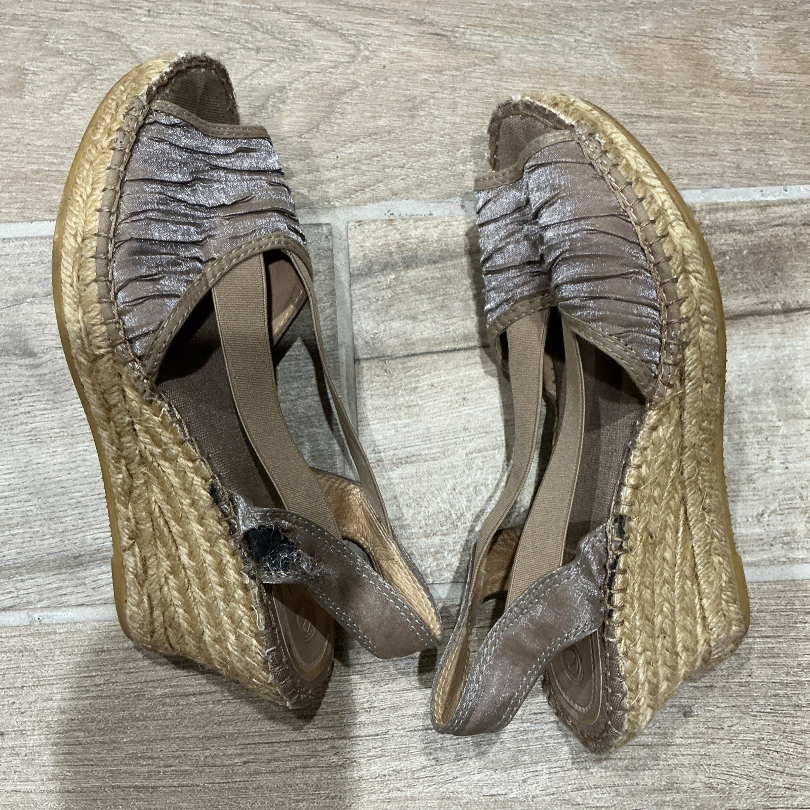 Women’s Brown Espadrille Wedge Sandals Open Toe Ankle Strap Slip On