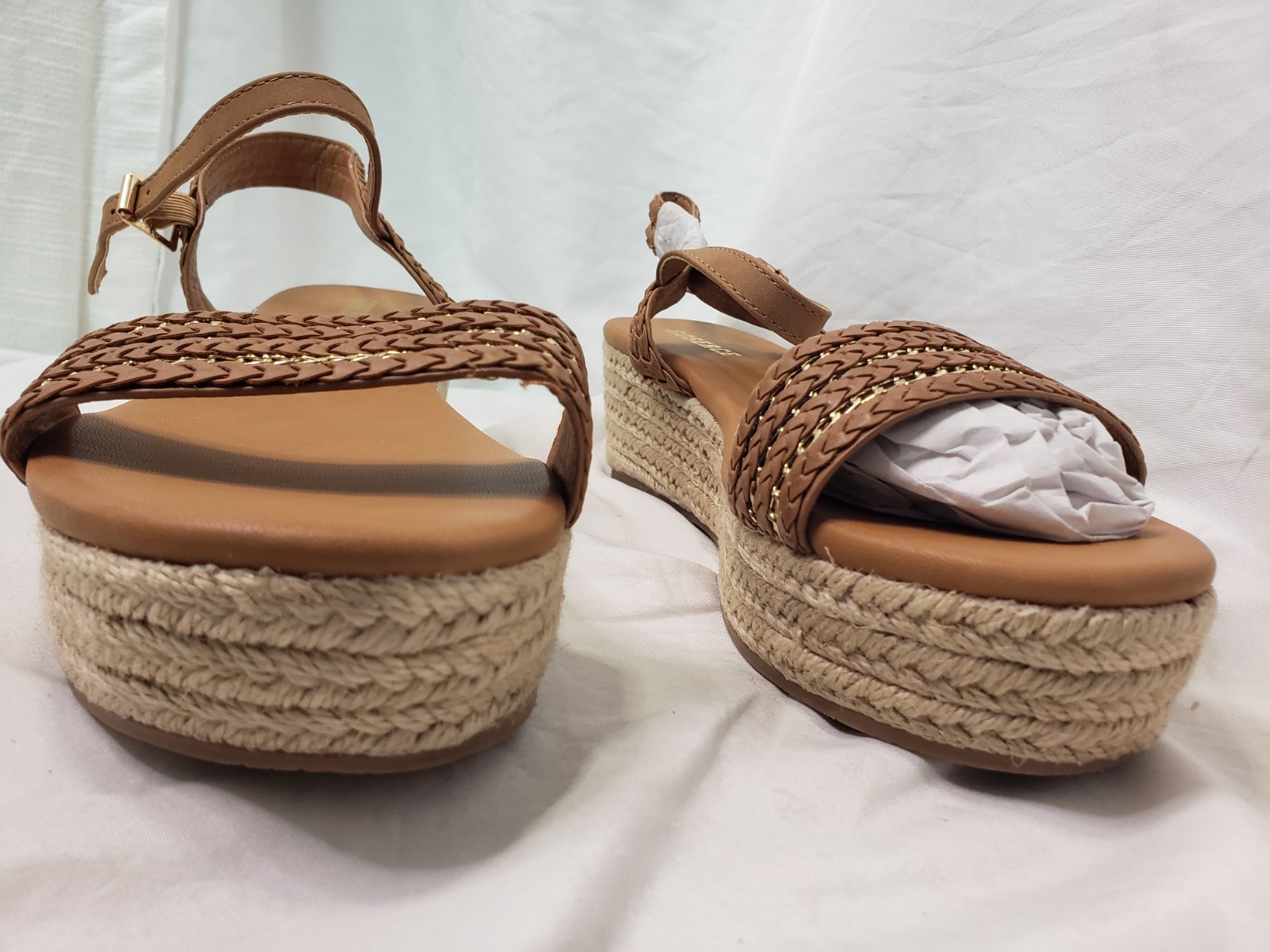 Goserce Womens Espadrille Platform Open Toe Low Heel Sandals, Brown,Size 40| US9