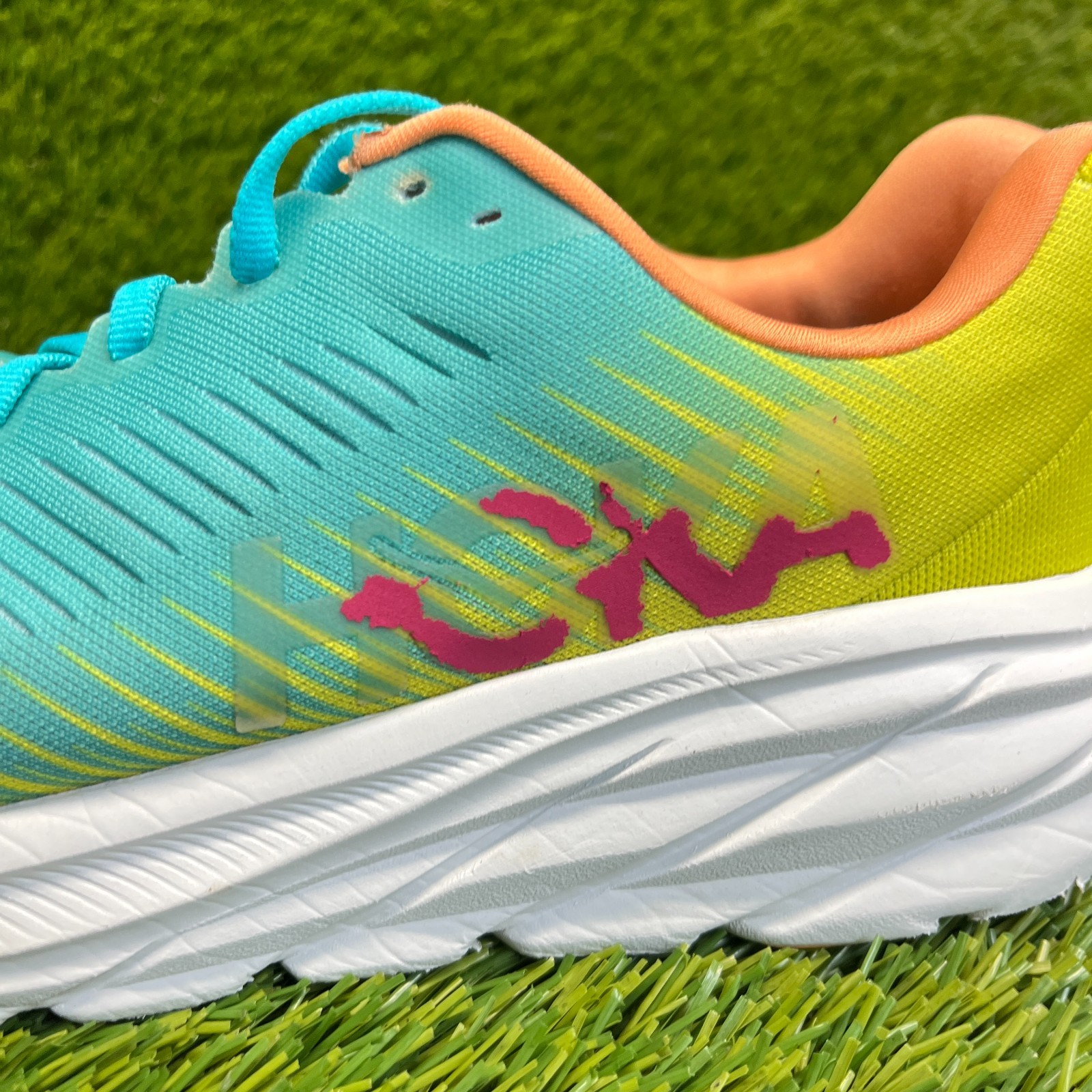 Hoka One One Rincon 3 Womens Size 7 Blue Yellow Athletic Running Shoes Sneakers