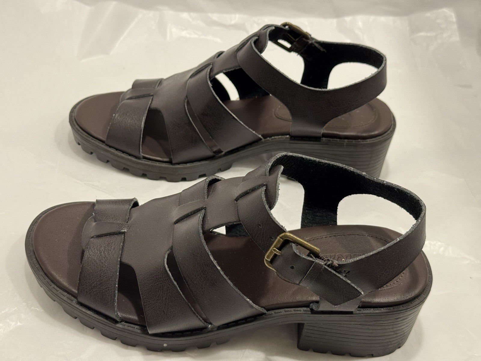 JOE BOXER Ava BROWN Man Made VEGAN Ankle Strapped Gladiator Open Toe Sandals 8M