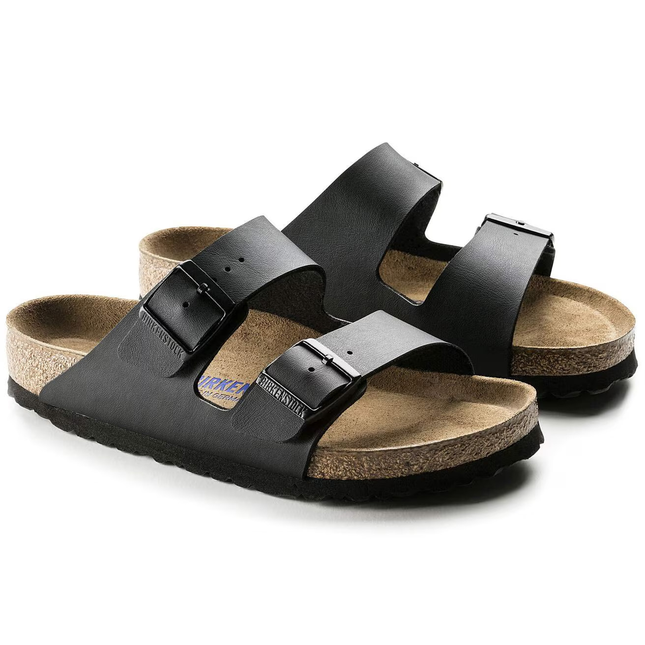 Birkenstock Arizona Soft Footbed Birko-Flor Sandals Black Stone Blue EU 37-45
