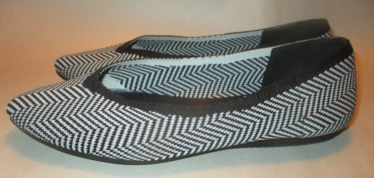 Kelly & Katie Jayde Women 7M Black/White Herringbone Fabric Comfort Cushion Flat