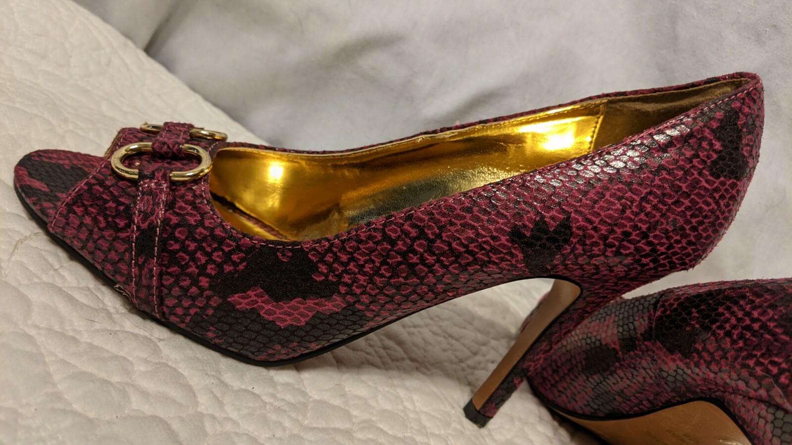 WILD ROSE Women’s 4” High Heel Pumps Sexy Snakeskin Pink Fuschia Shoes Size 9