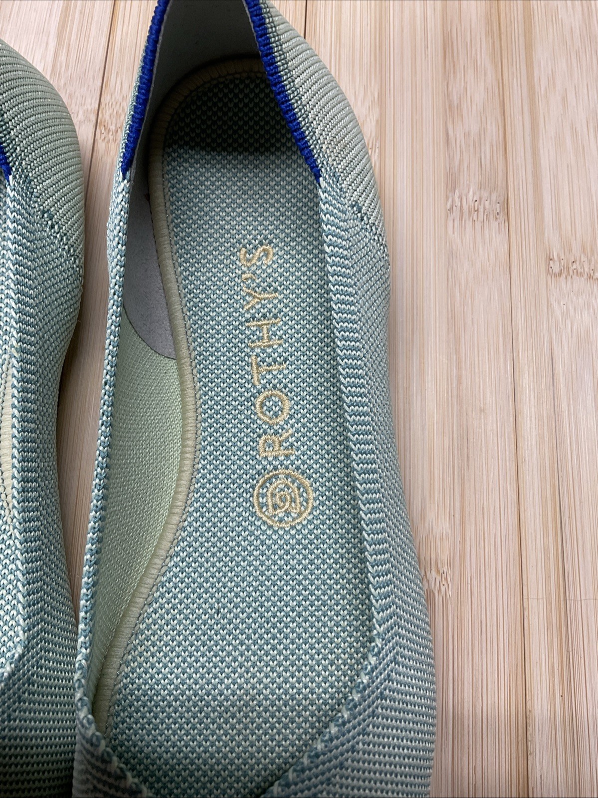 Rothy’s Women’s Size 8 Knit Slip-On Flats Green/Blue Lightweight Logo N w/o Box