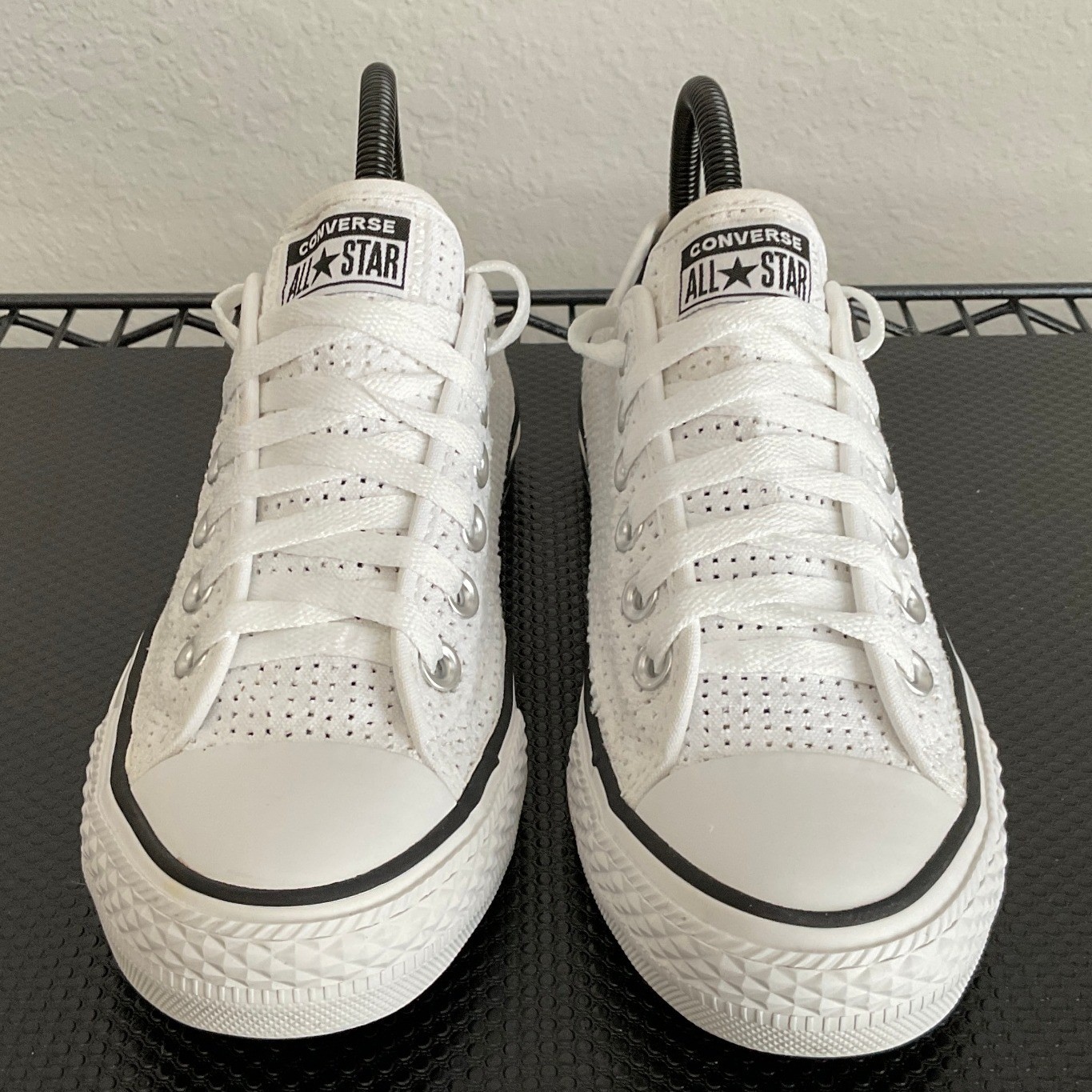 Converse All Star White Perforated Canvas Low Top Sneakers Womens 7