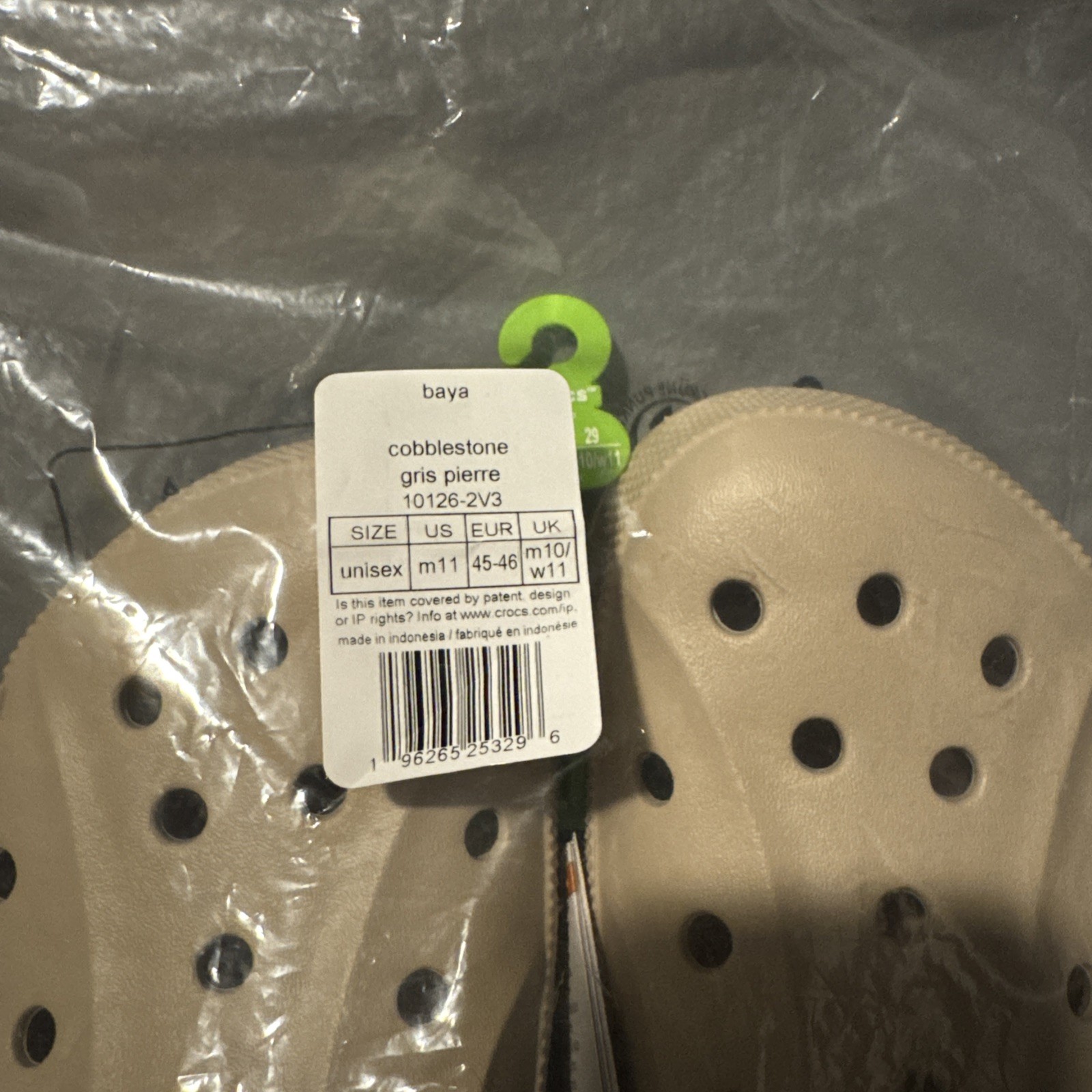 Crocs Adult Baya Cobblestone Slip On Slide Clogs Shoes Size US Men’s 11 New