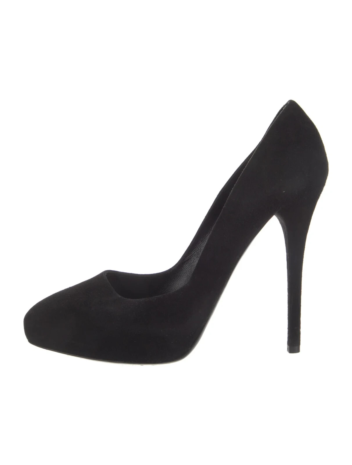 Designer Ralph Lauren Collection Black Suede Semi Round Toe 5″ High Heel Pumps
