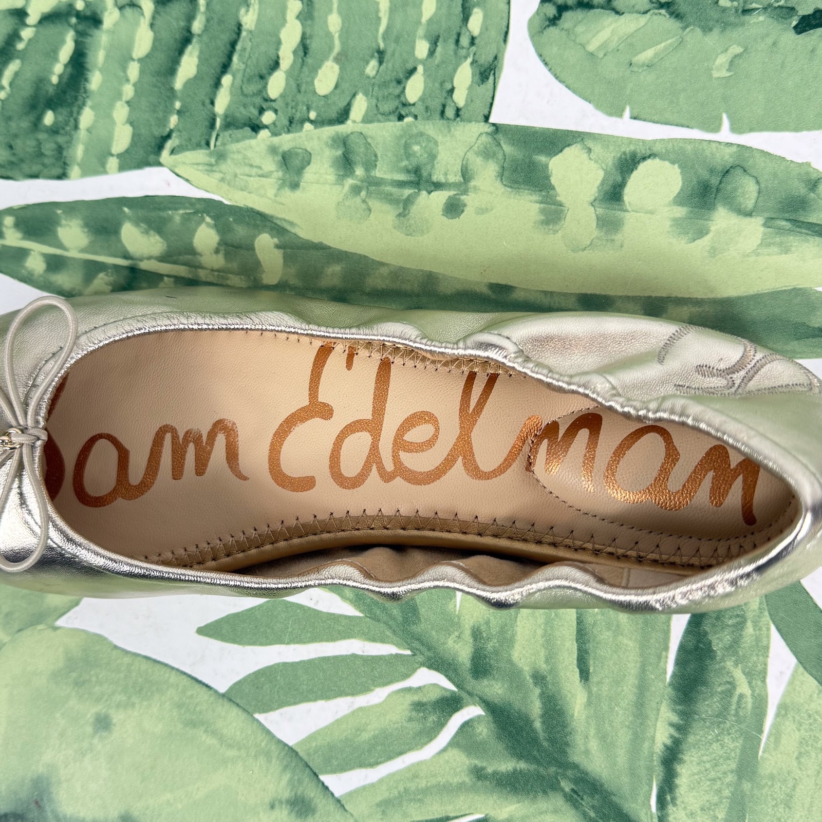 SAM EDELMAN NEW Felicia Jute Metallic Leather Ballet Flat