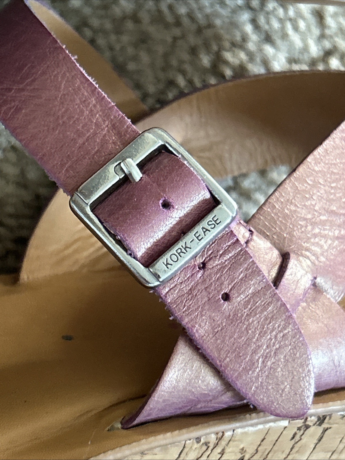 Kork-Ease Size 7 38 Women’s Leather wedge sandals, Orchid Pink Color