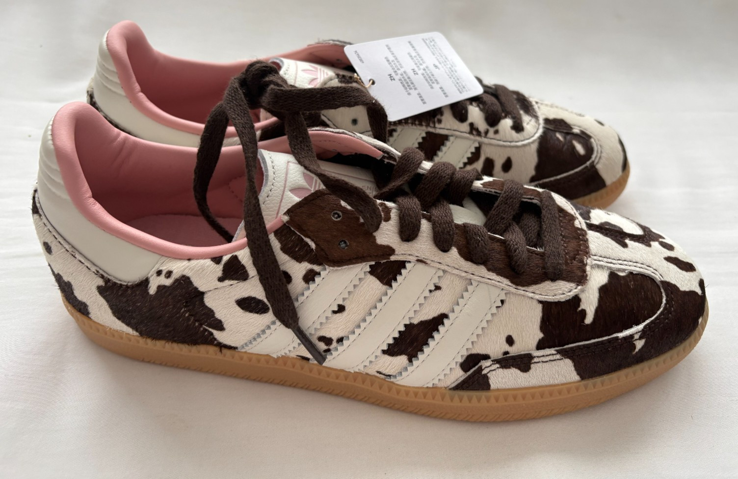 Adidas Samba OG Calf Hair Sneaker Brown/Off White/Pink Cow Print Women’s 9.5 New