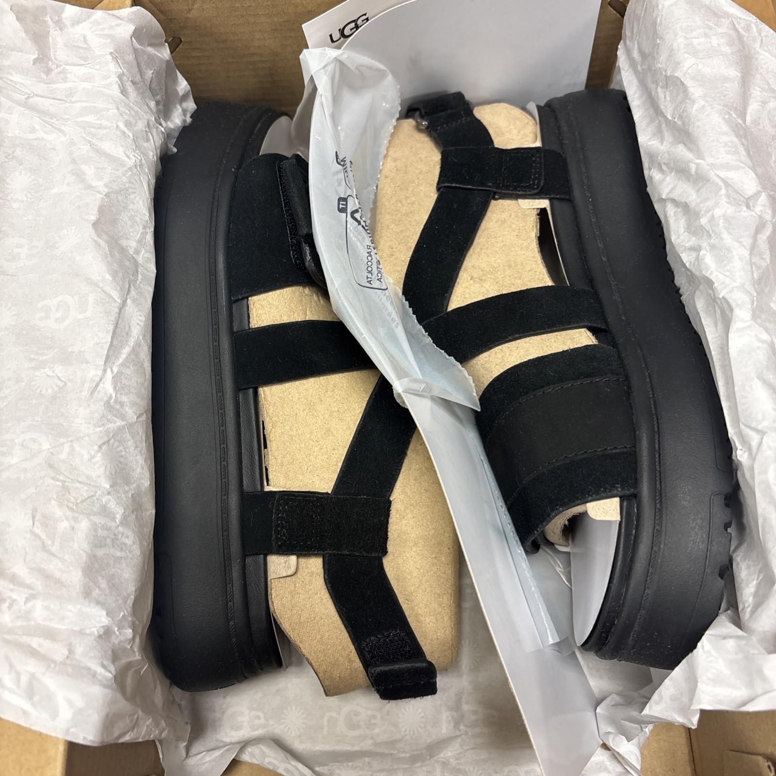 UGG ZAYNE II Women’s Size 5 Black Ankle Adjustable Strap Sandals Suede Platform