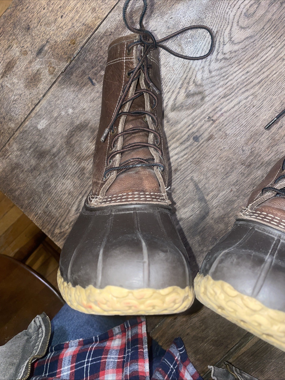 L.L. Bean 10″ Duck Snow Rain Boot Shearling Lined Lace Up Size 9-10 USA Rare