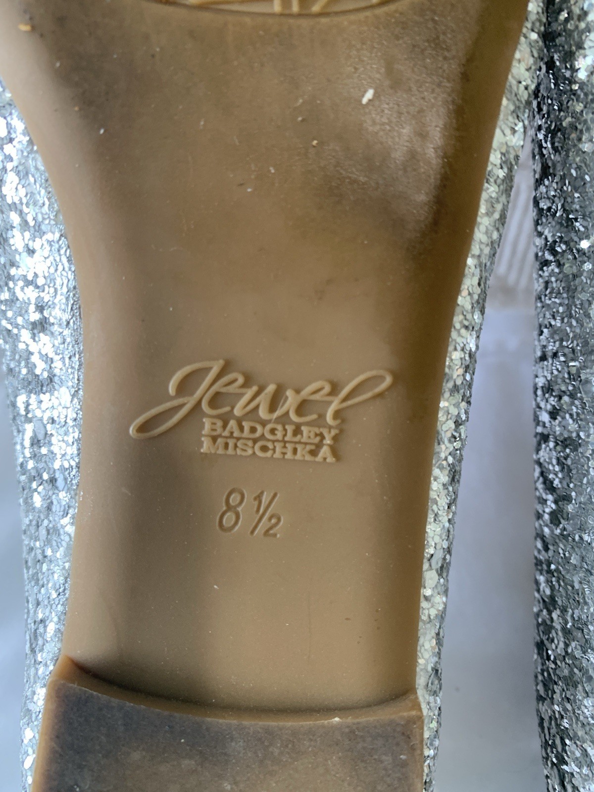 Jewel Badgley Michka Shoes Womens 8.5 Silver Glitter Jaclyn Pointed Toe Wedding