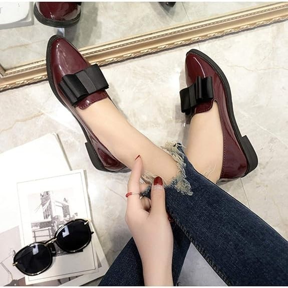 WOMEN LOFFERS SHOES WETLOOKS IN PURE WINE/OXBLOOD COLOUR SIZE 38