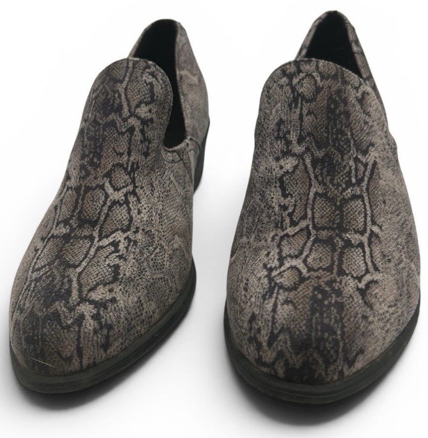 Pierre Dumas Womens Gray Snakeskin Print Venetian Loafers Pointed Toe Flats 8.5