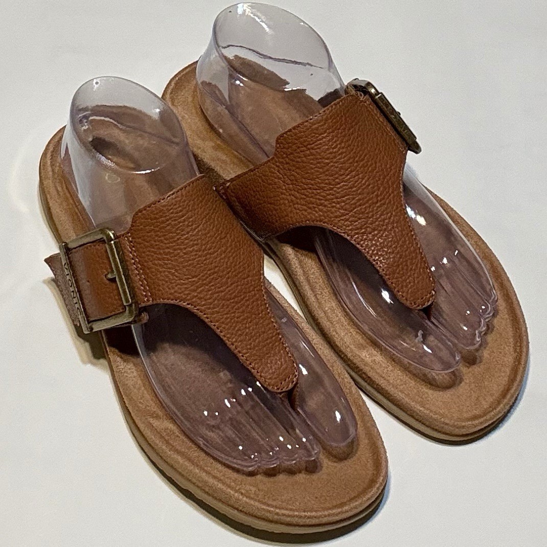 Vionic Emma Tan Leather Thong Sandals Women’s US 8 UK 5.5 Orthotic Comfort