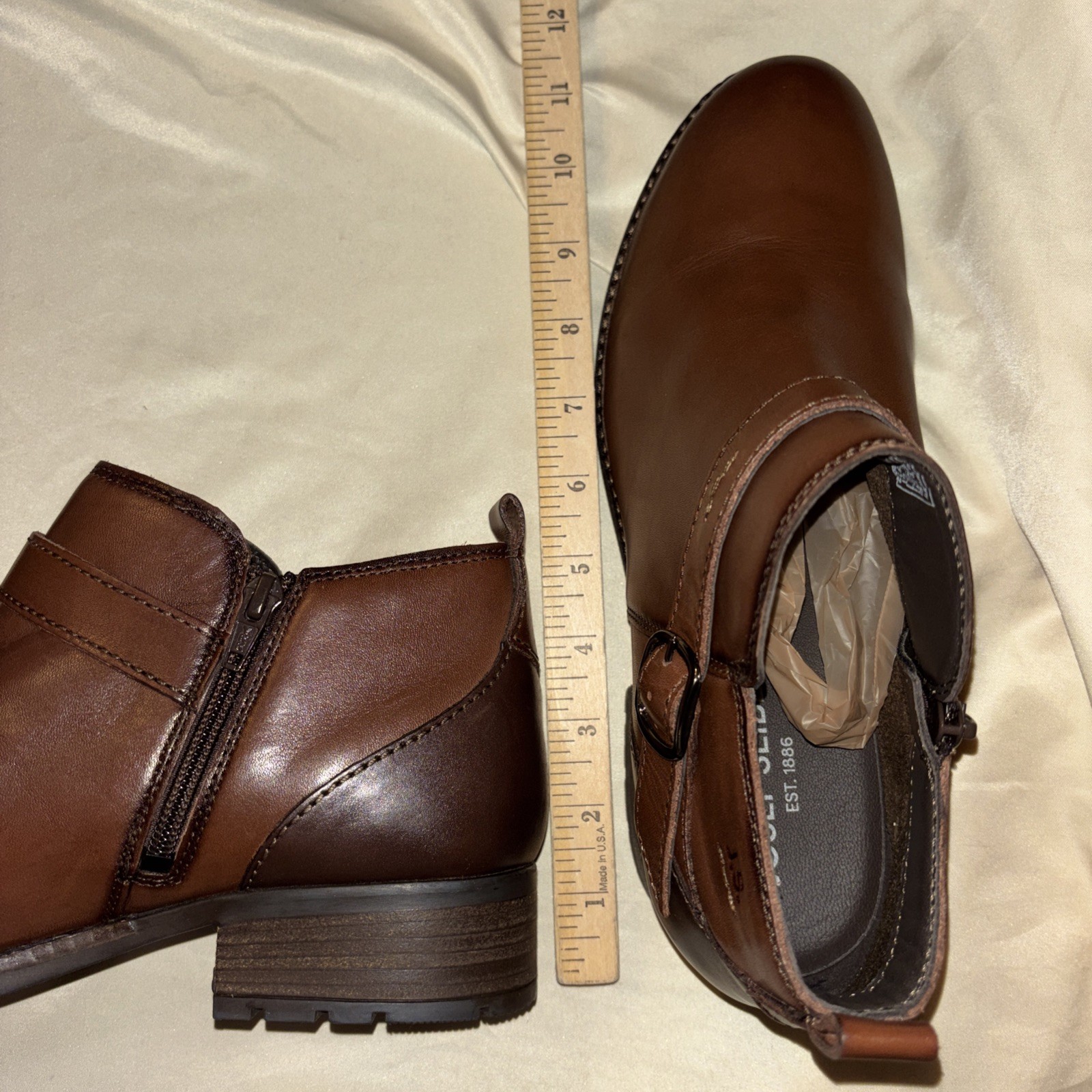 New Josef Seibel Kate 10 Sz 9.5 EU 41 Ankle Boots Castagne Brown Leather $170