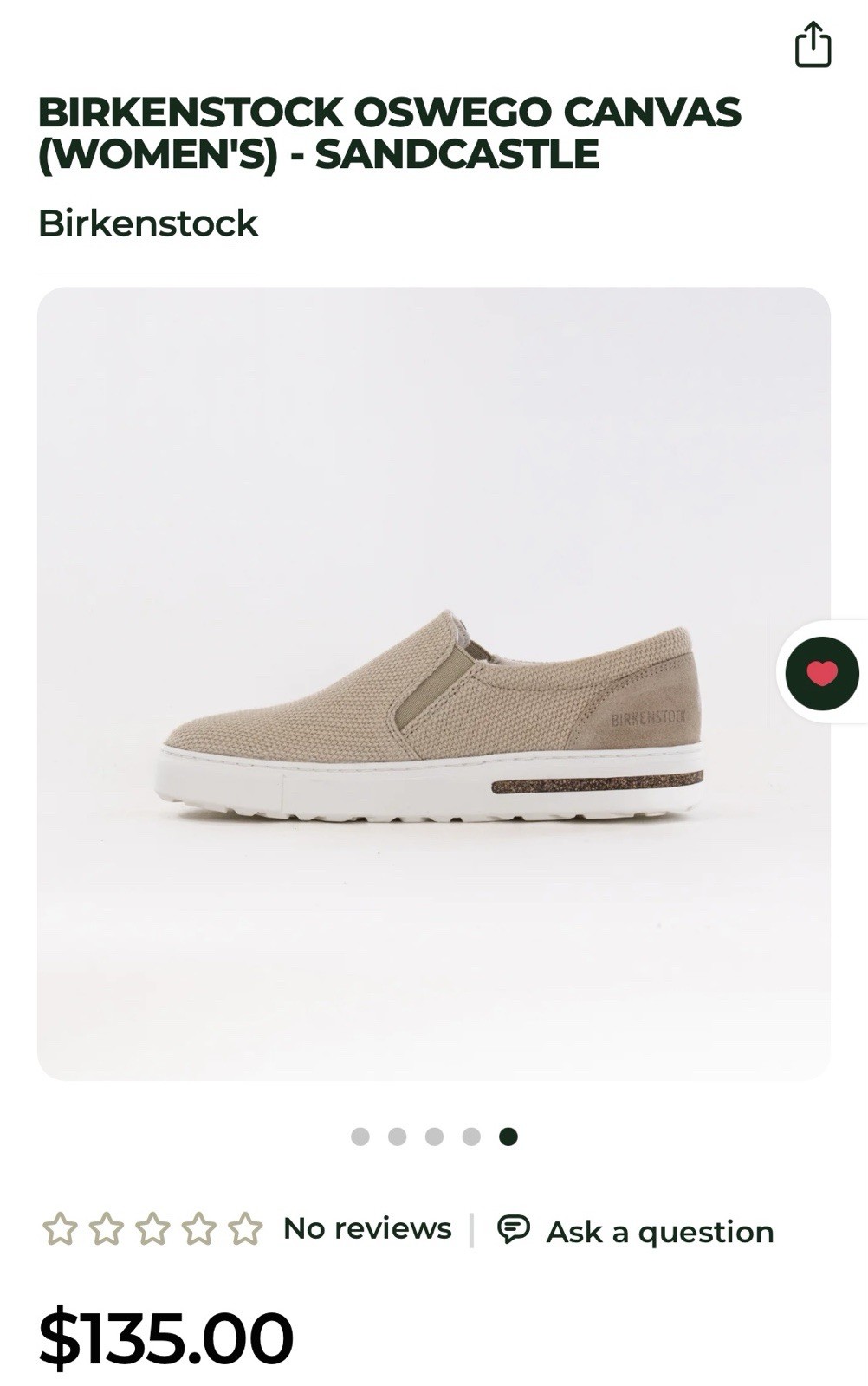 Birkenstock Oswego Canvas Women’s Slip-On Comfort Sneaker Size EU 36 Sandcastle