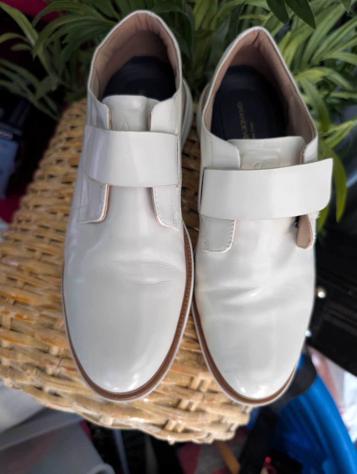 COLE HAAN «GrandEvolution Modern Monk» Off White Leather Oxford Shoes Sz 9 $250