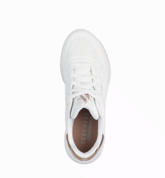 Skechers Women’s Street UNO LITE – SHIMMER ALONG WHITE- size MEDIUM
