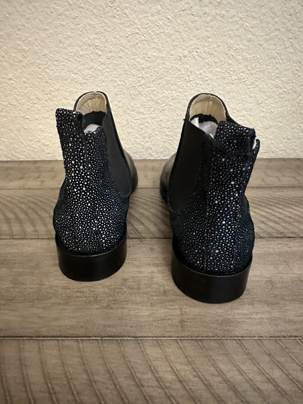 NAVYBOOT ANKLE BOOT BOOTIE Black SPECKLED Suede Italian Leather Size 38 /￼ 7.5