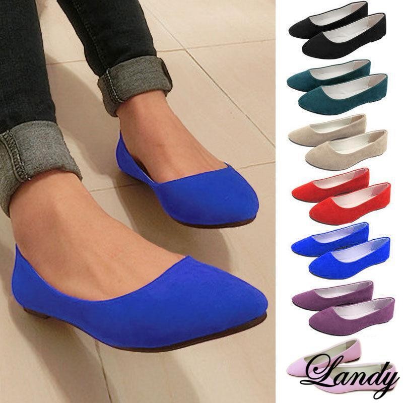 Womens Flat Suede Ballet Ballerina Bridal Slip On Casual Pumps Shoes Oversize