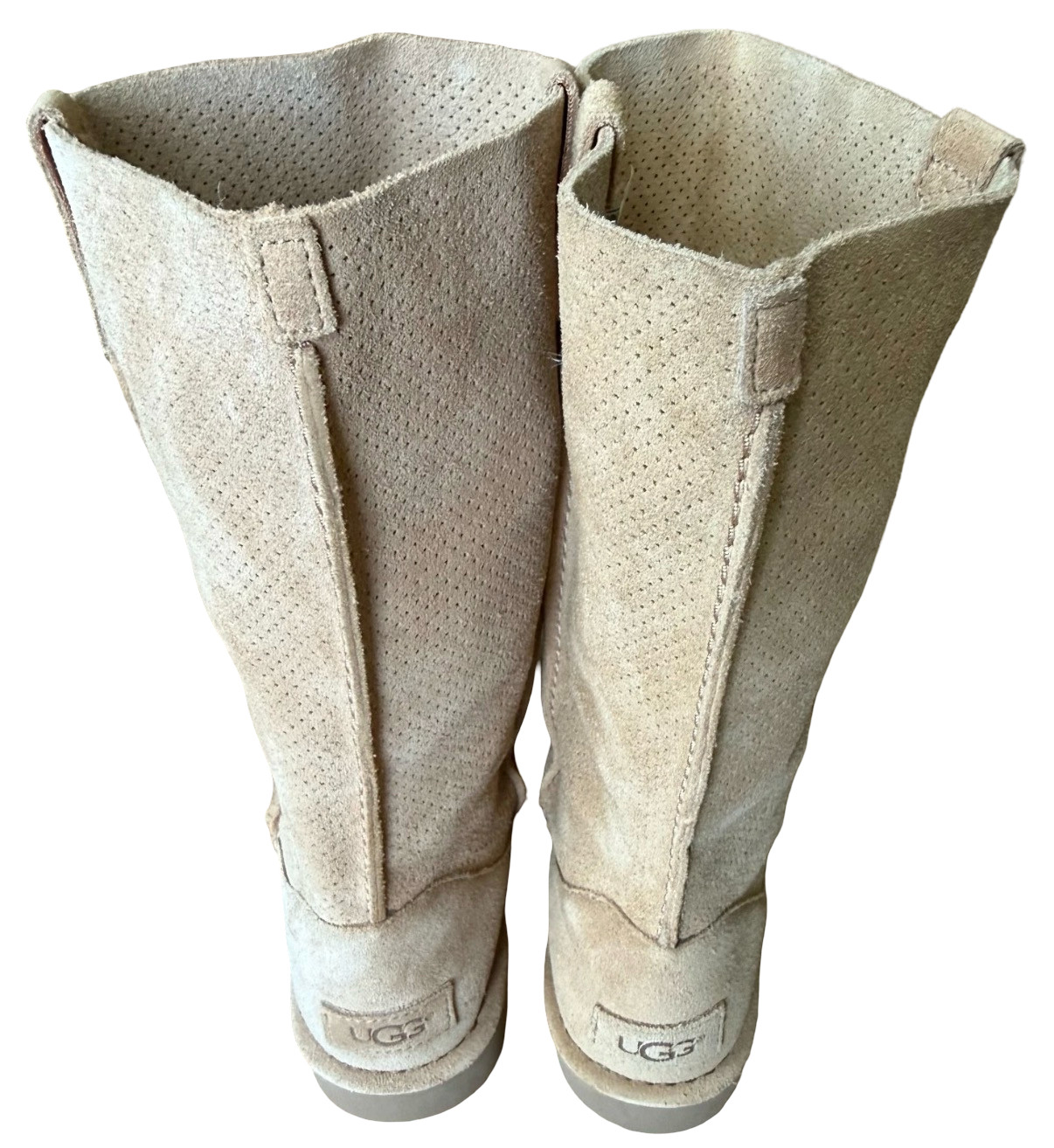 UGG TAWNY PERFORATED UNLINED SUEDE BOOTS | WOMEN’S 9 | TAN