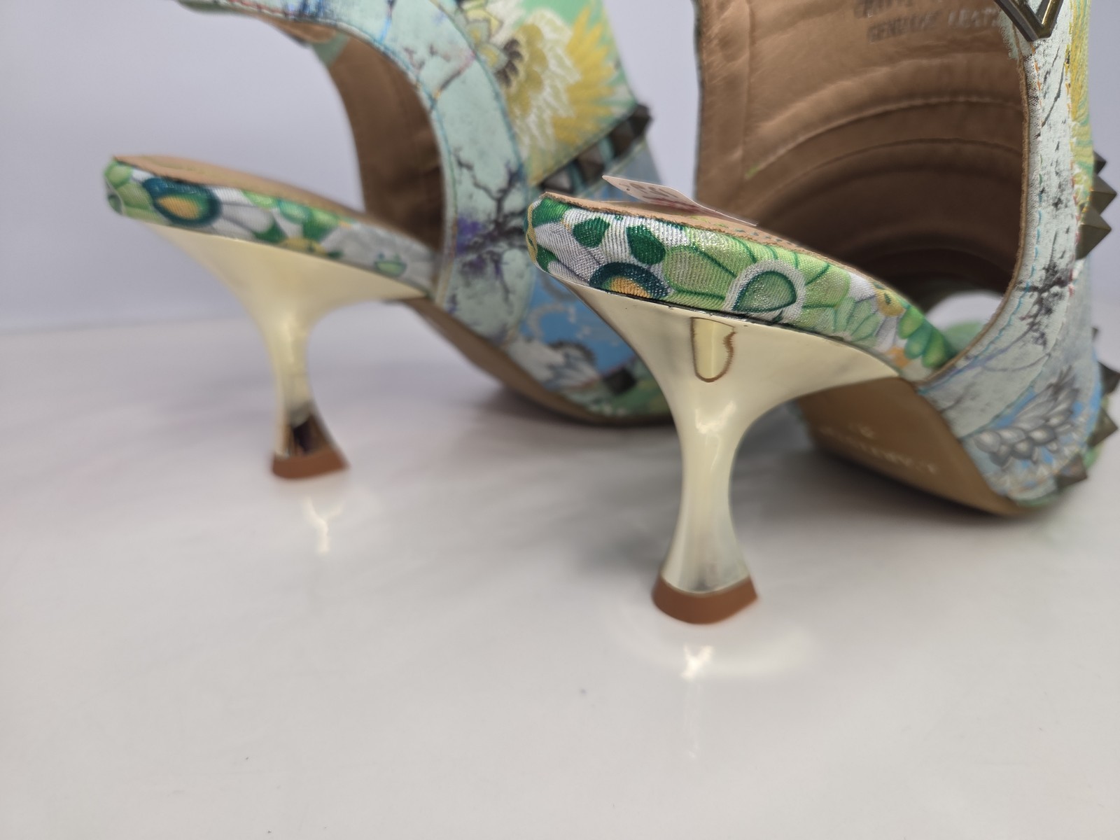 L’Artiste by Spring Step CHAVVI Slingback Sandal Green Floral Leather Sz 7 NWOB